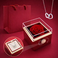Boîte rotative avec rose éternelle - collier double cœur personnalisé