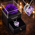 Boîte cadeau avec rose éternelle - collier