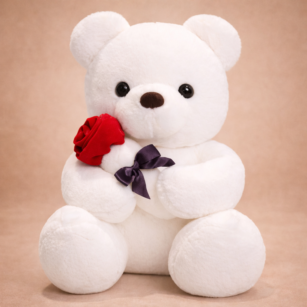 Teddy Love - Ours en Peluche avec une Rose