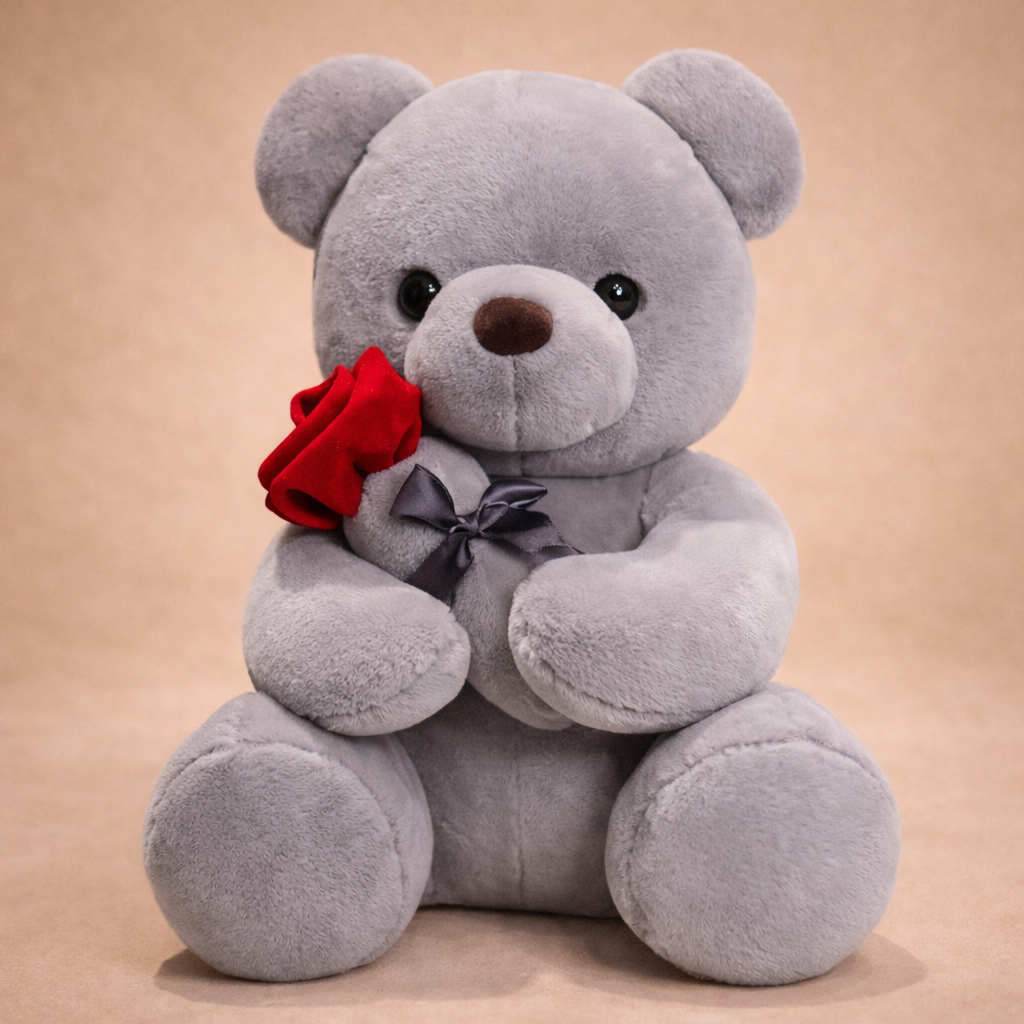 Teddy Love - Ours en Peluche avec une Rose